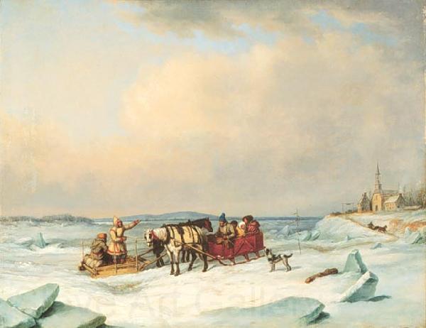 Cornelius Krieghoff The Ice Bridge at Longue Pointe France oil painting art